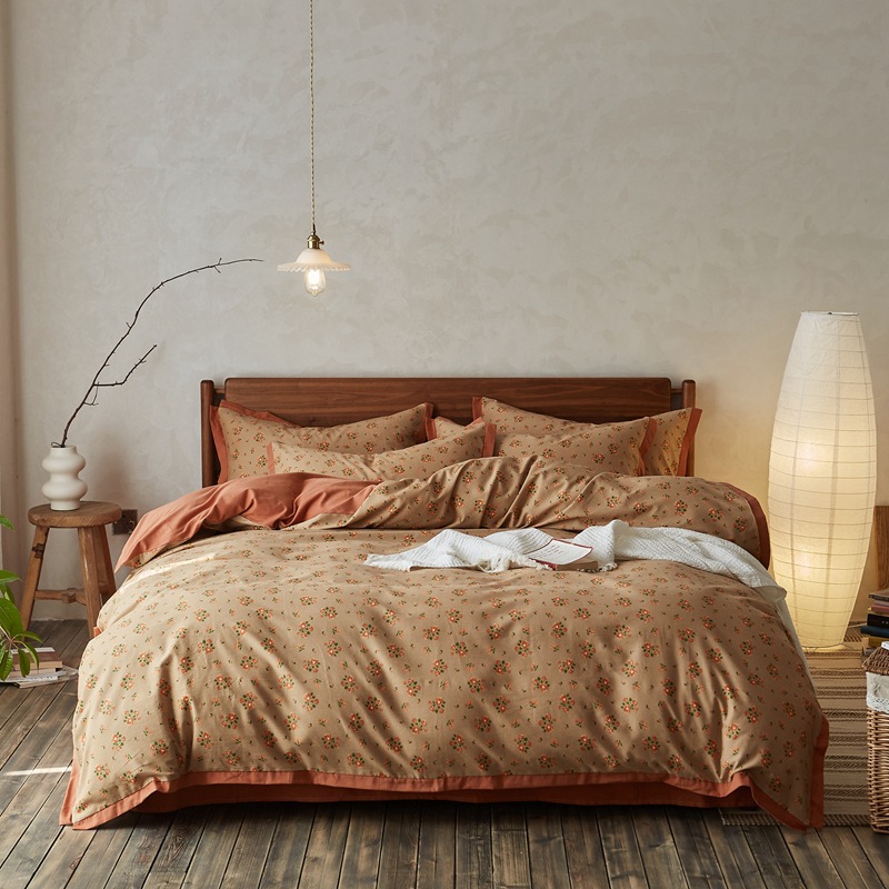 Bedding set made from pure cotton, brushed, floral pattern