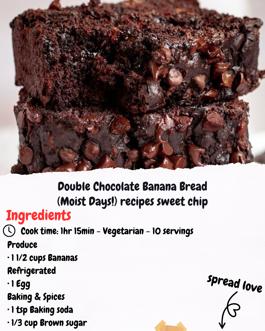 Double Chocolate Banana Bread (Moist Days!) recipes sweet chip