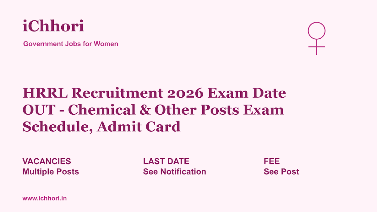 HRRL Recruitment 2026 Exam Date OUT - Chemical & Other Posts Exam Schedule, Admit Card - iChhori