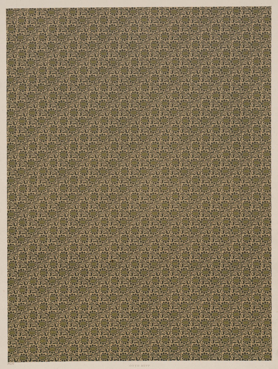 Lithografiertes Papier florales Flächenmuster 1885   1904