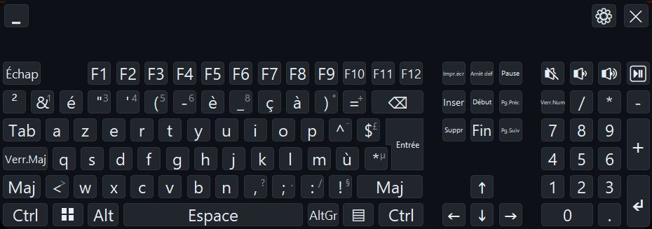 Accessibility Controller - clavier virtuel personnalisable à l'écran : couleurs, taille, touches éditables