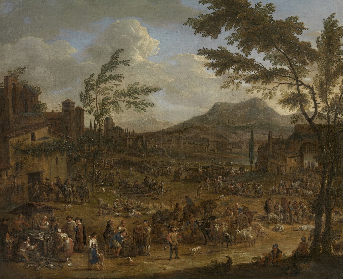 Italianate Landscape with Market Scene 1680