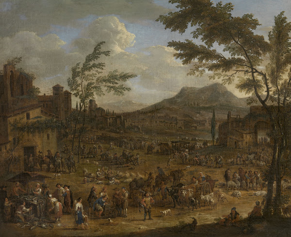 Italianate Landscape with Market Scene 1680