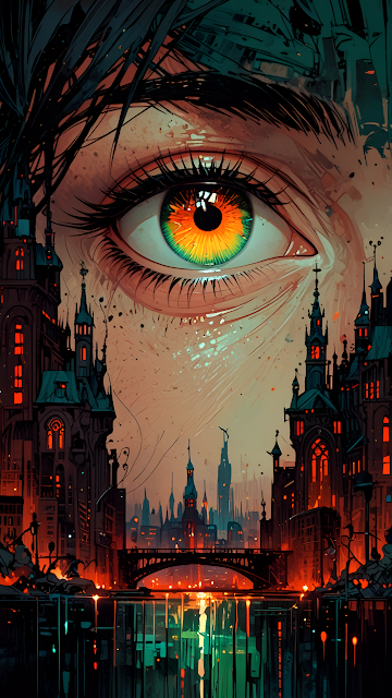 Dystopian City Eye Reflection Surreal Artwork - Free mobile Wallpaper