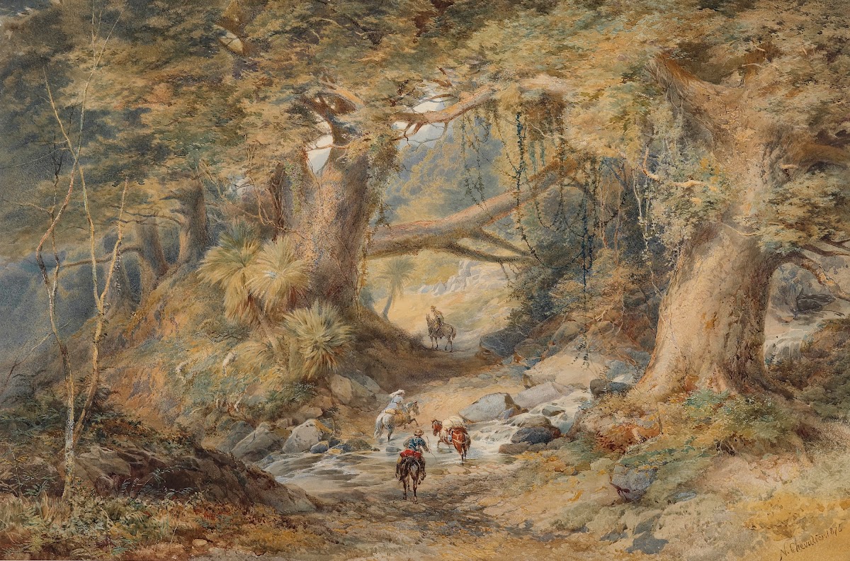 Crossing the Teremakau River 1876
