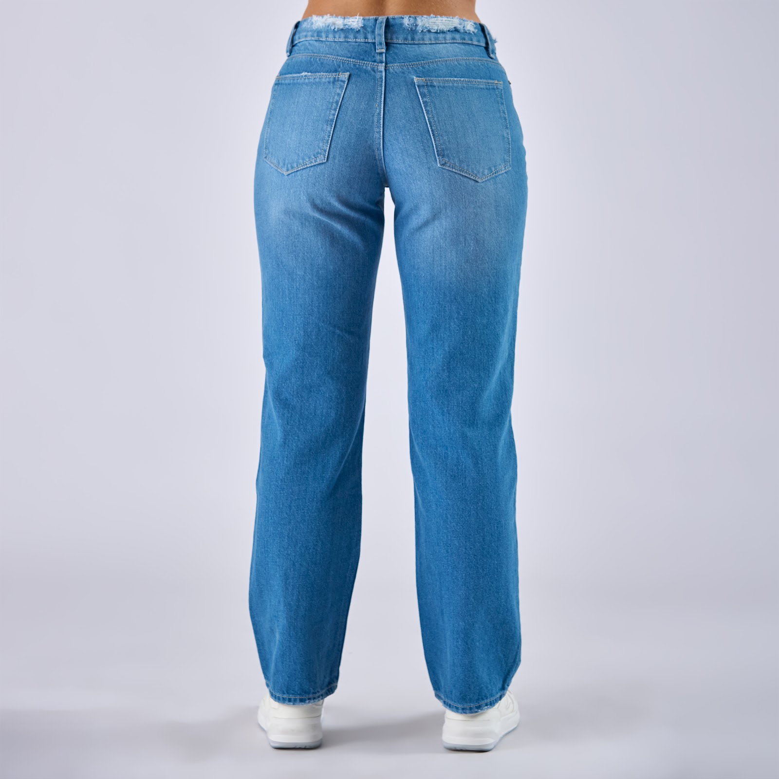 Jean straight boot rígido tiro medio en denim, color azul medio - Vista 5