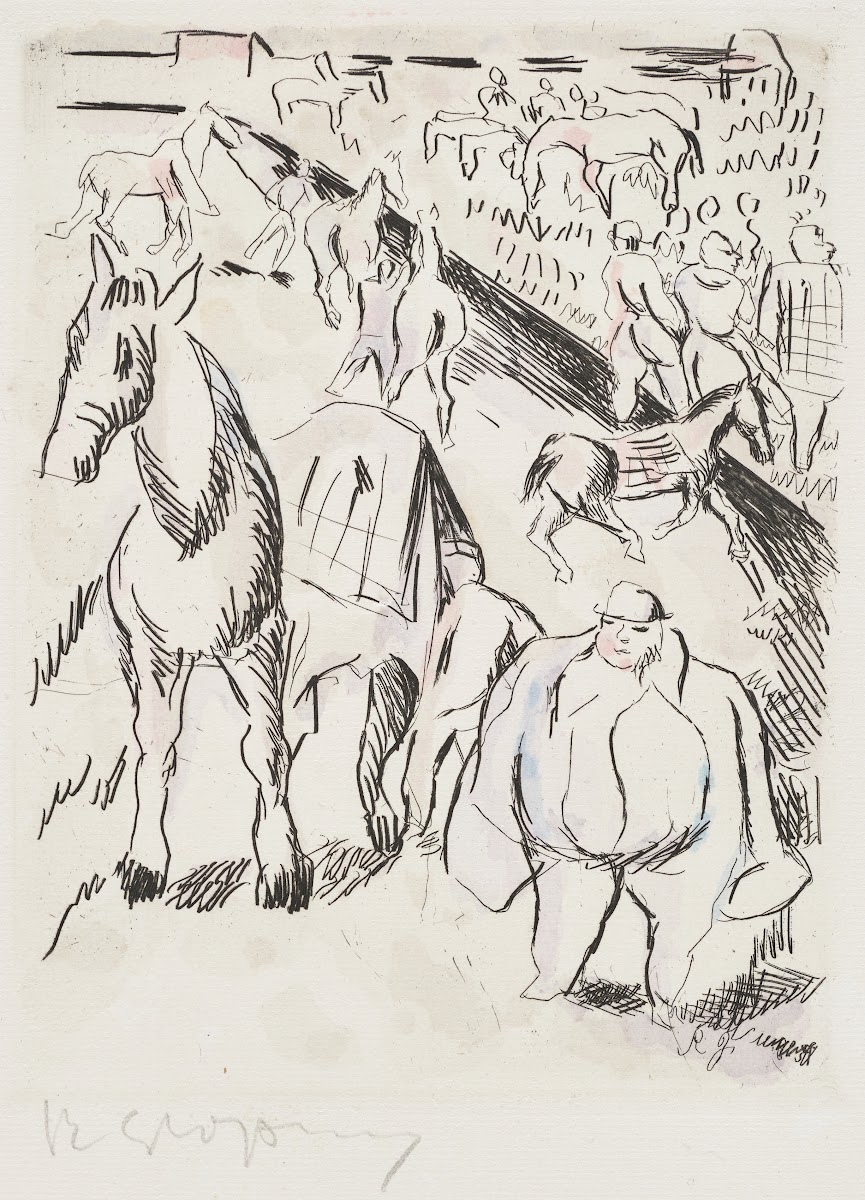 Reitgelände mit Pferden und Personen 1910 1912
