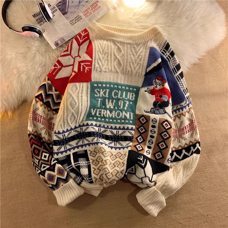 Gefütterter Strickpullover für Herren, weihnachtliches Design