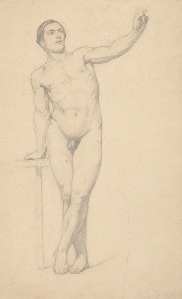 Male Nude with His Left Hand Raised 1860