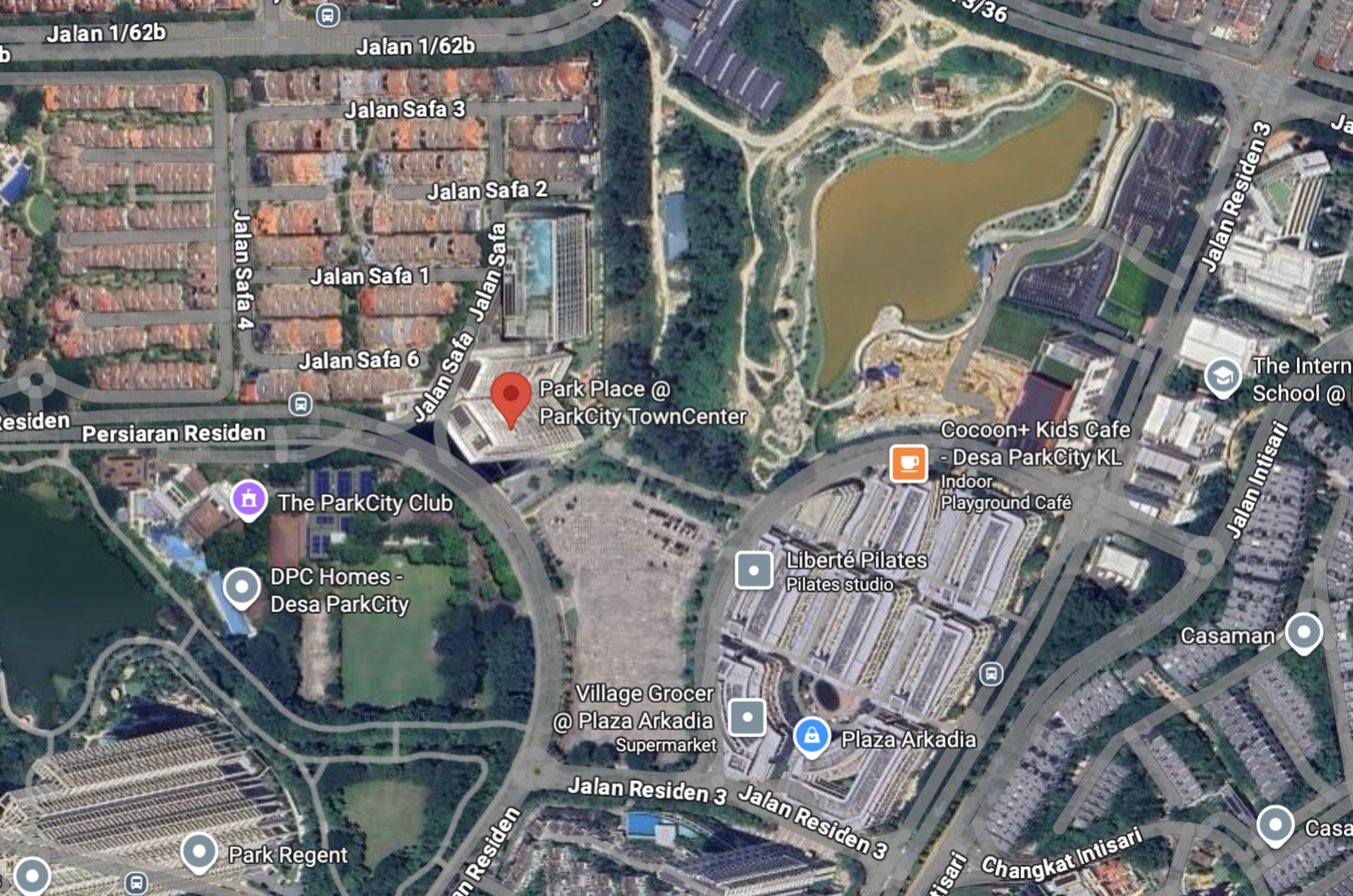 Location map to Sunpina Show Unit at Park Place, Desa ParkCity