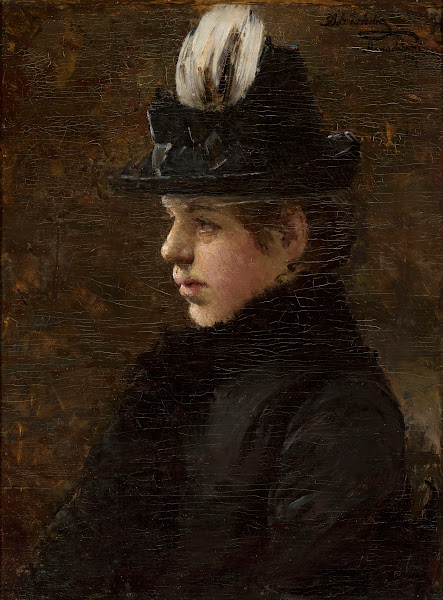 Study of a girl in a hat with a little feather 1897