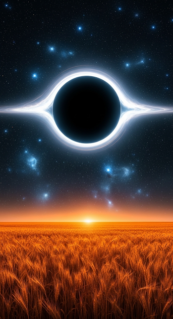 Black Hole Hovering Over Golden Wheat Field - Free mobile Wallpaper