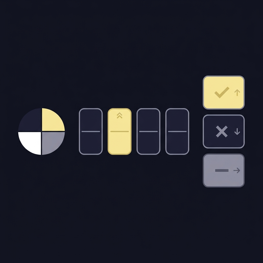 Minimalist 2D vector infographic showing quarter goal stake split and three outcome examples using Funded Plays color palette suitable for an asian sportsbook explanation