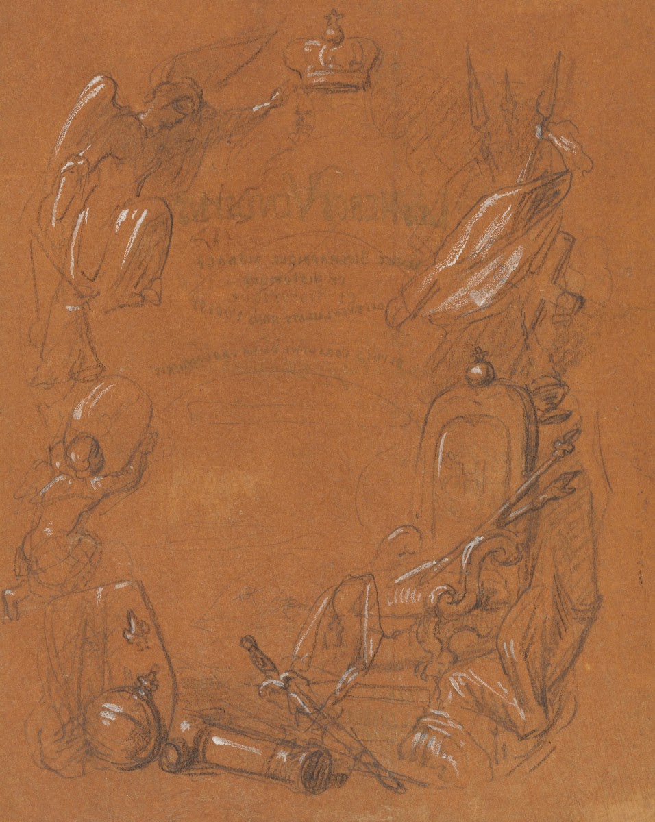 Design for a title page Les Héros Vendéens 19th century