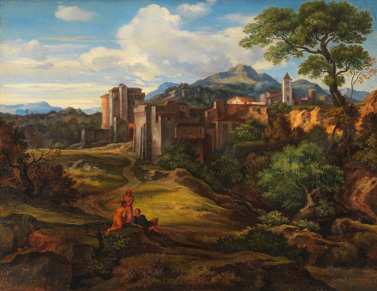 Campagnalandschaft mit befestigter Stadt 1830