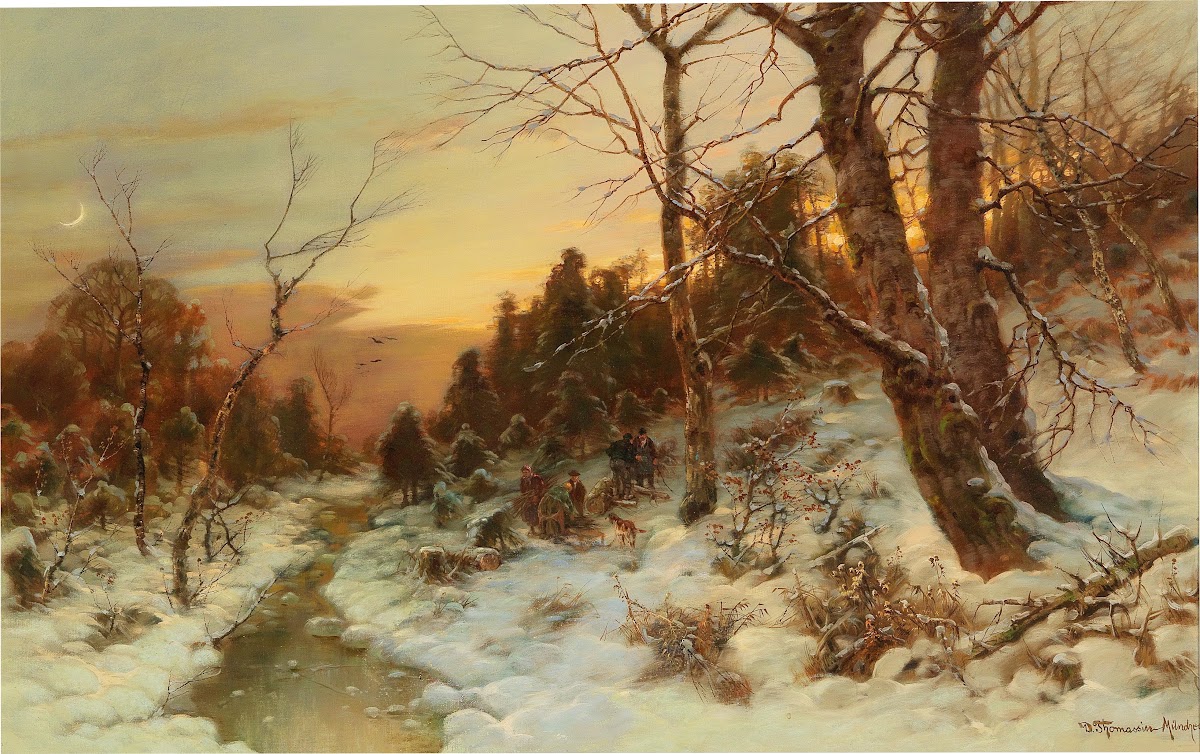Woodworkers In A Winter Woodland