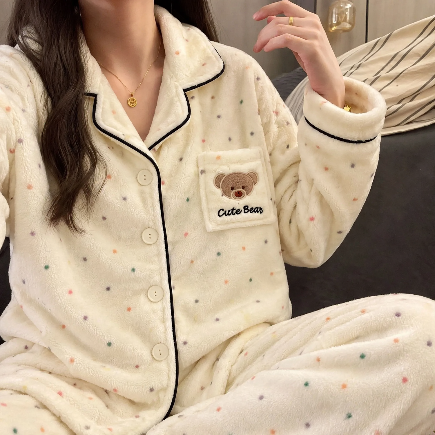 Women's flannel pajama, lined, winter loungewear