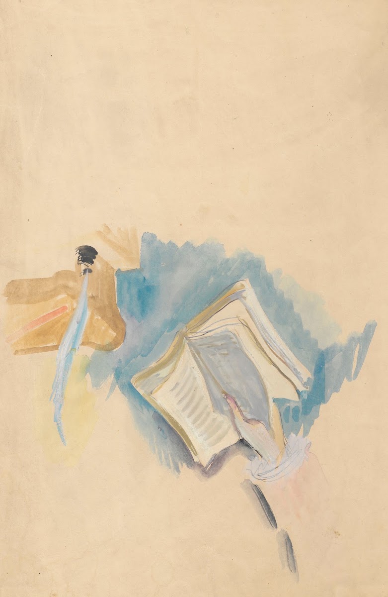 Sketch of a hand holding a book 1930   1935