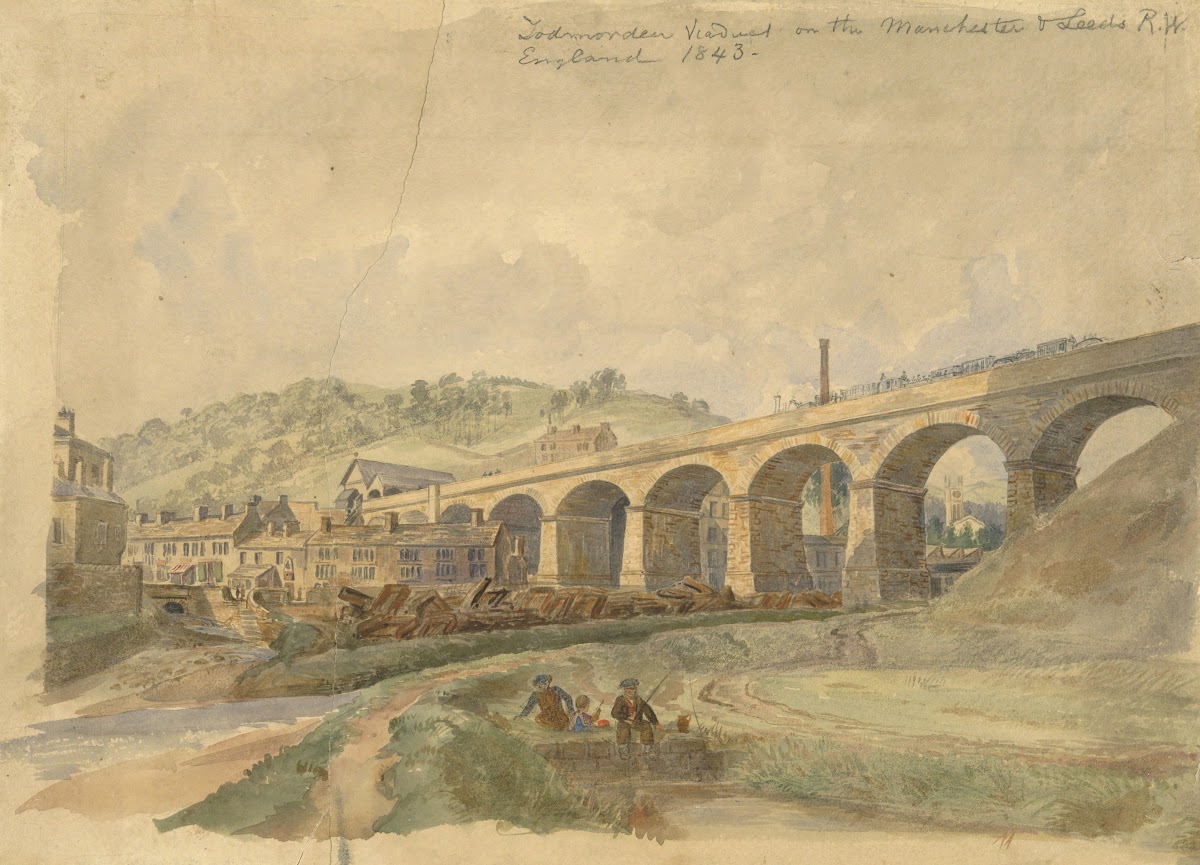 Todmorden Viaduct on the Manchester and Leeds Railway England 1843