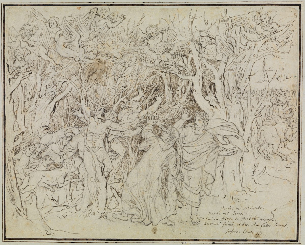 Dante und Virgil im Wald der Selbstmörder Dante Inferno Canto 13