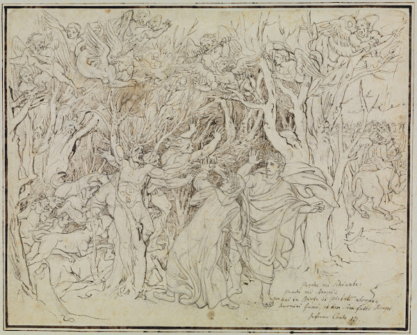 Dante und Virgil im Wald der Selbstmörder Dante Inferno Canto 13