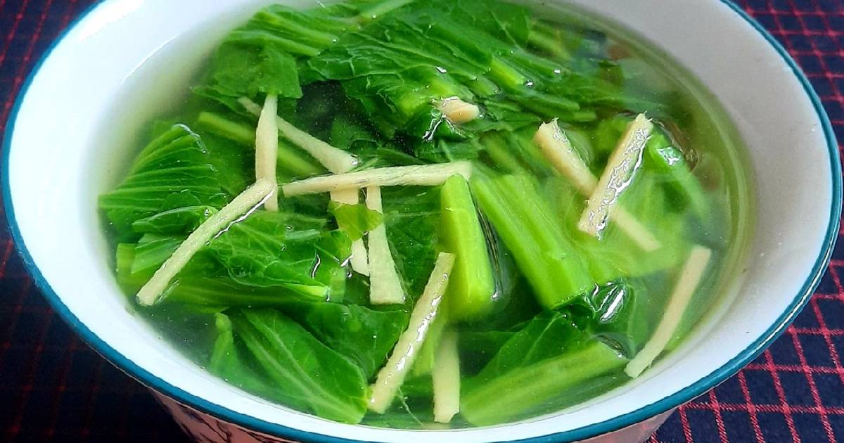 Canh rau cải bẹ xanh nấu gừng