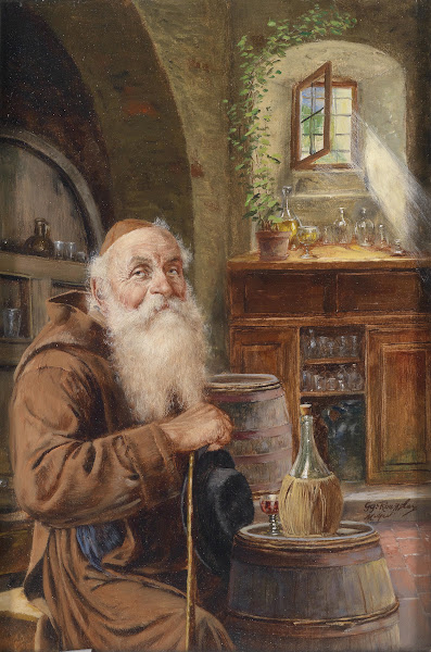 Mönch im Weinkeller
