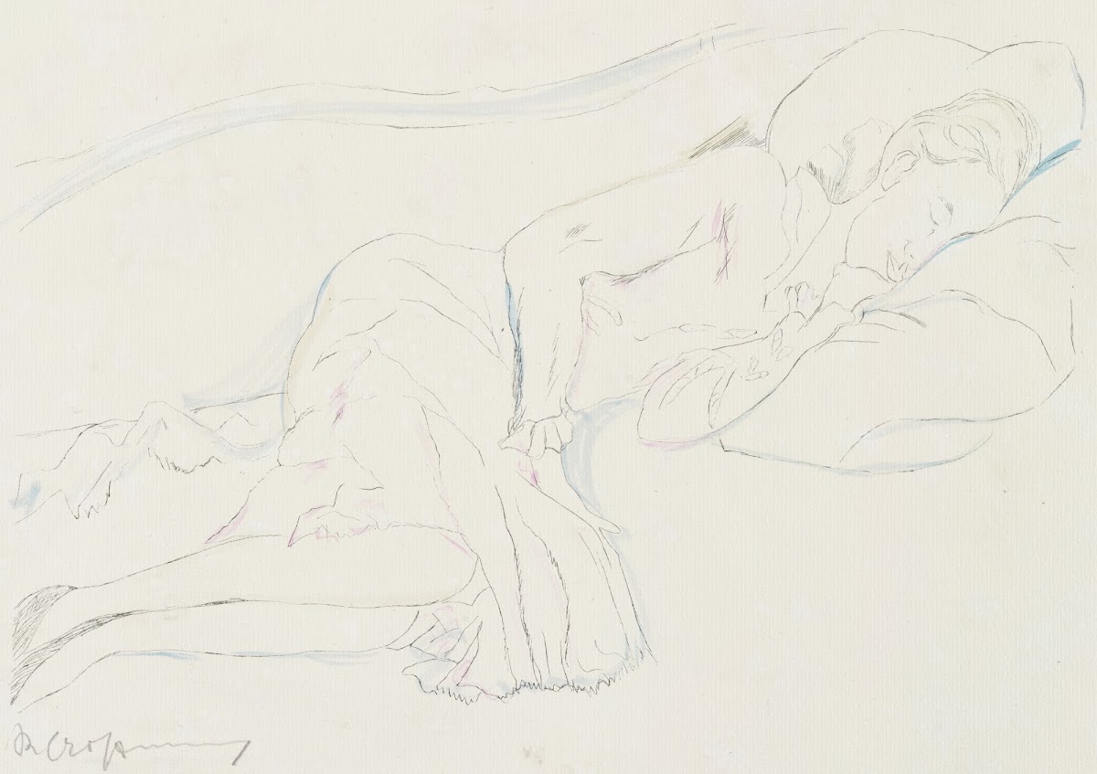 Schlafende Frau auf Sofa liegend 1918 1921
