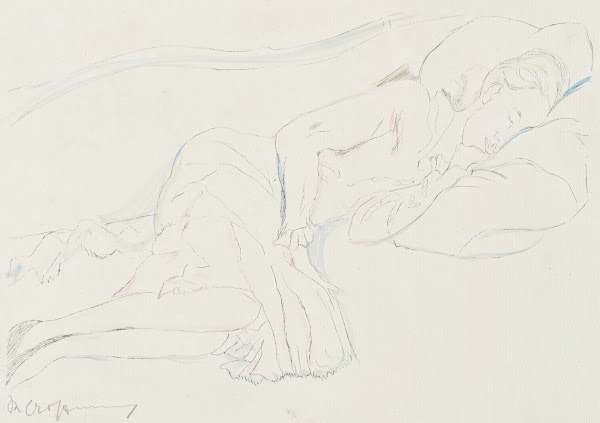 Schlafende Frau auf Sofa liegend 1918 1921