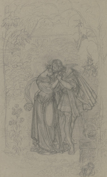 Faust und Gretchen im Hintergrund Marthe und Mephisto ca 1835 1840