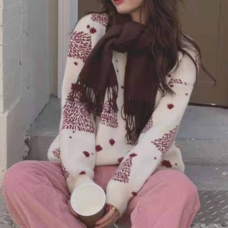 Warm Christmas sweater with snowflake pattern