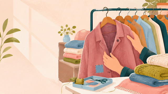 Editorial illustration for Oxfam’s Second Hand September asks people to buy less and reuse more