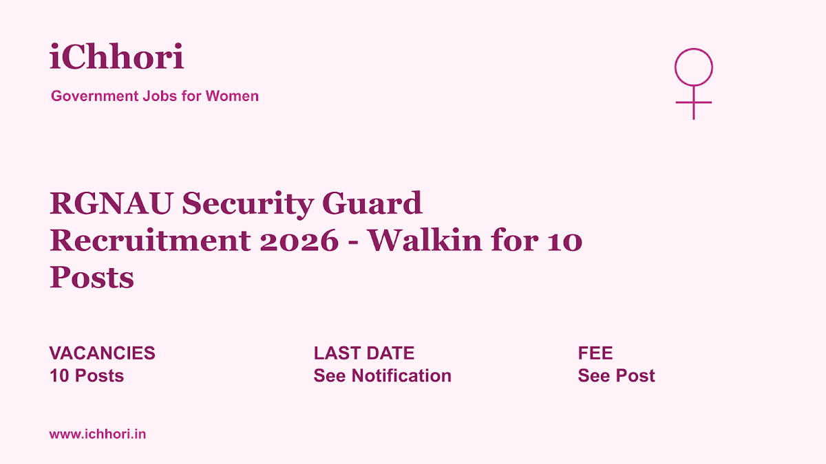 RGNAU Security Guard Recruitment 2026 - Walkin for 10 Posts - iChhori