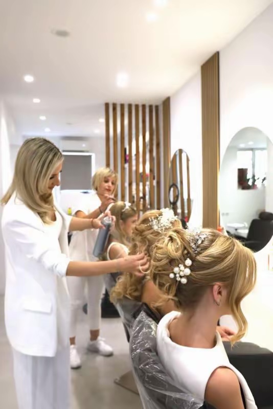 Salon workspace beautiful blonding locks results