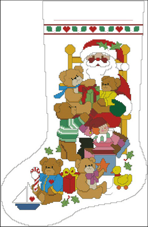 DIM00108 Yuletide Bears Teddy With Santa Stocking