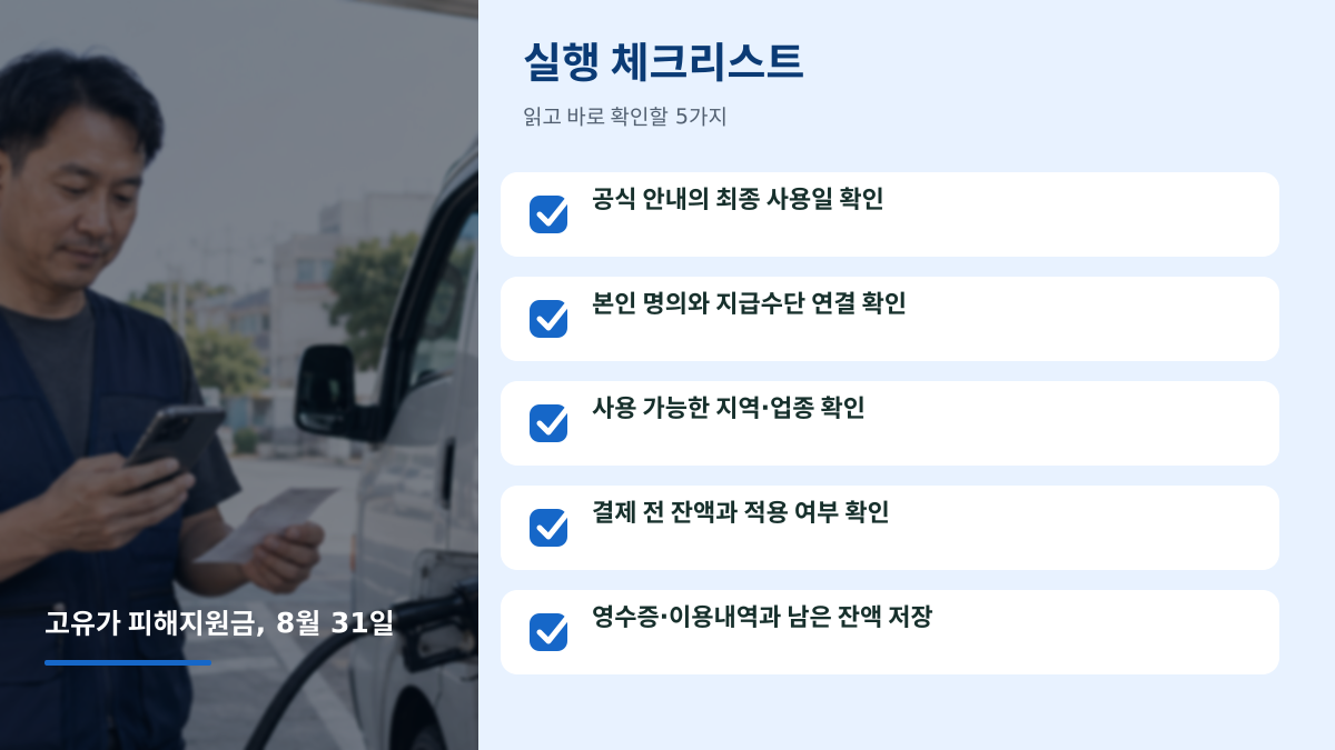 고유가 피해지원금 8월 31일까지 어디에 써야 하나요? 잔액 소멸 전 확인 - 글 전용 체크리스트