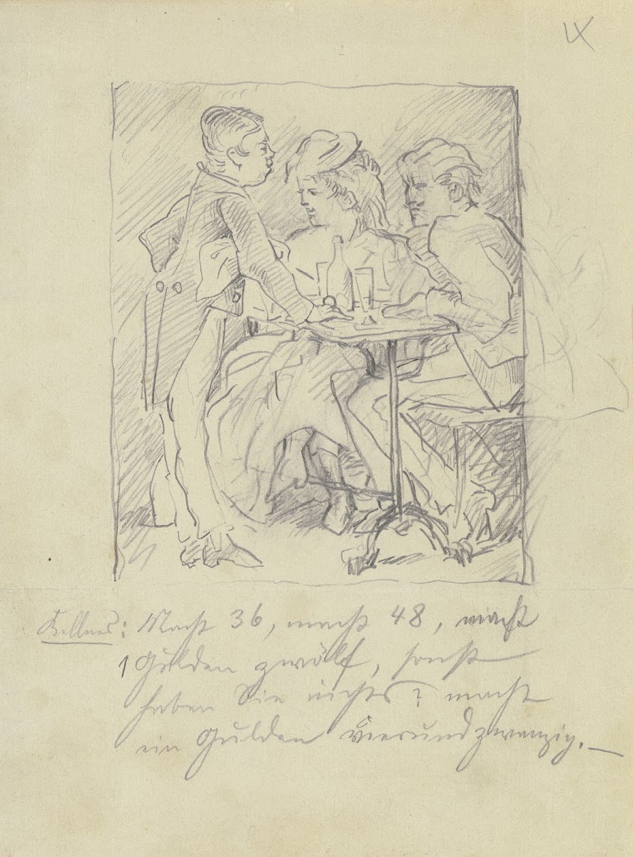 Waiter with two guests