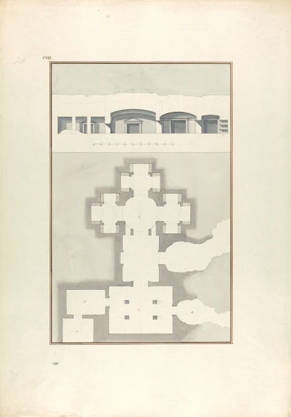 Plan and View of a Cave Temple or Tomb ca 1750