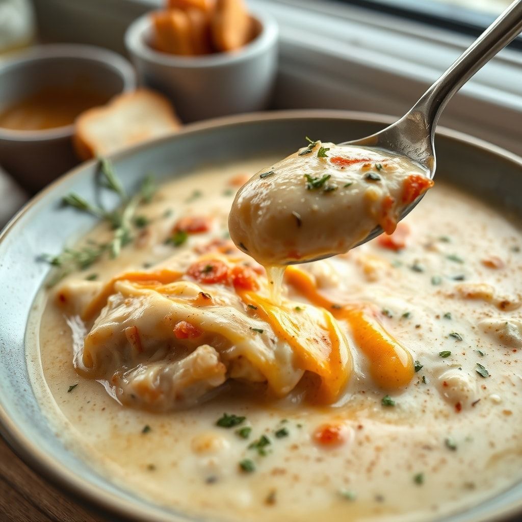 Creamy Chicken Parmesan Soup Recipe for Easy Dinner in 40 Minutes finished