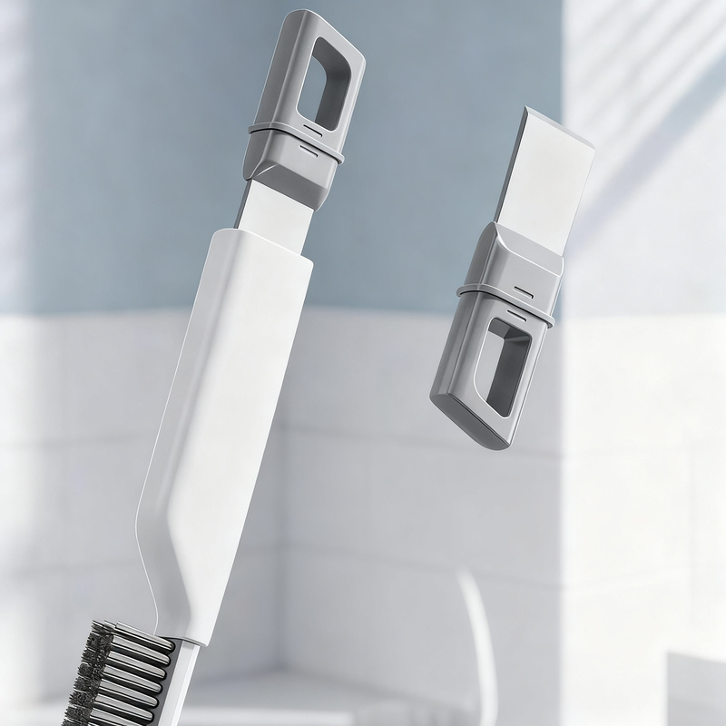 Long Handle Grout Brush with Scraper