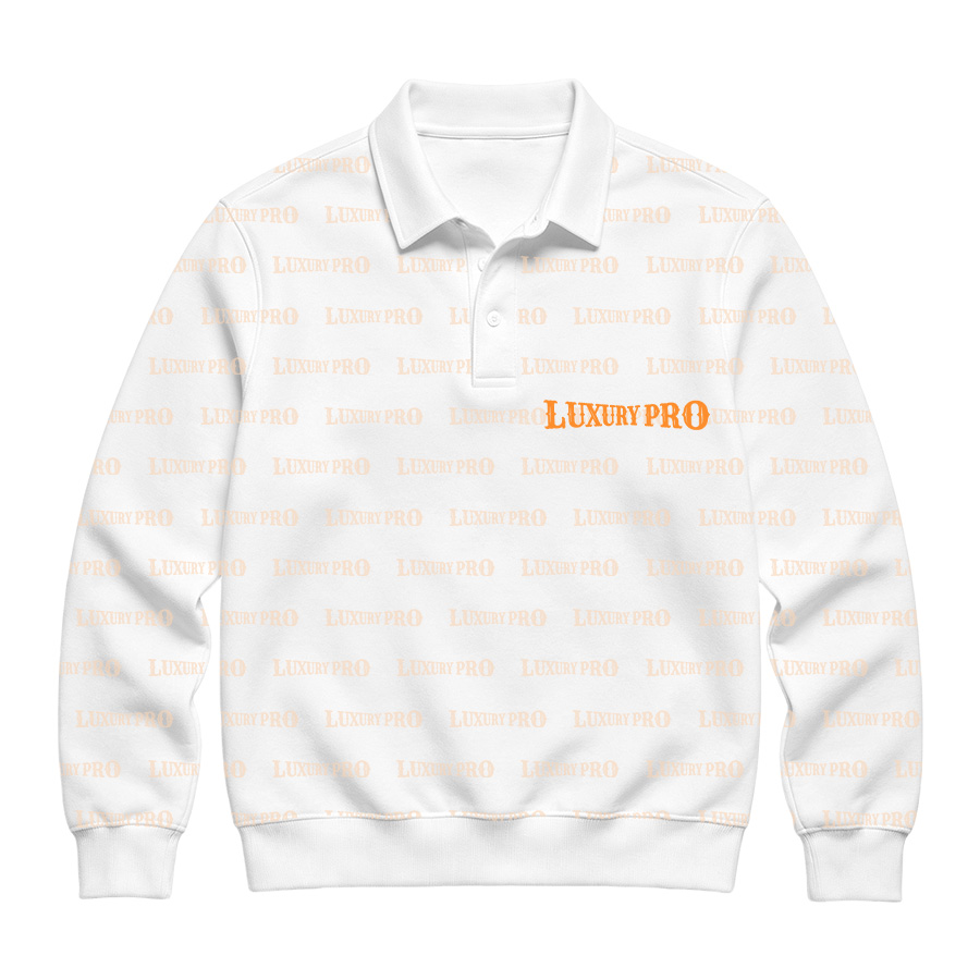 MEG Button Long‑Sleeve Polo Shirt with Cuffs & Hem