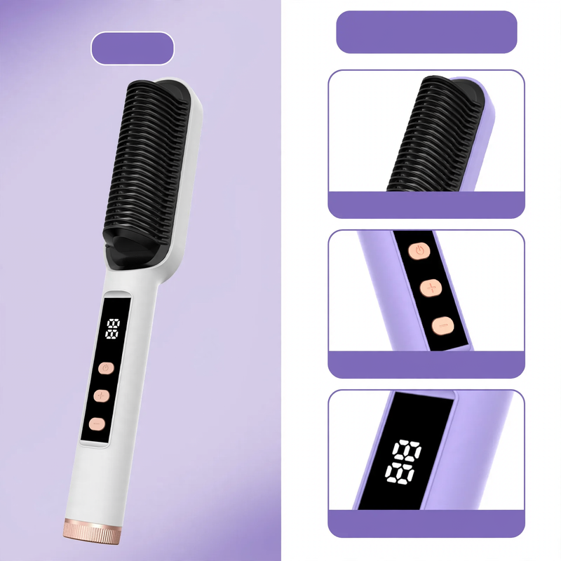 Digital Hair Straightening Brush with Ceramic, 5 Temperature Levels