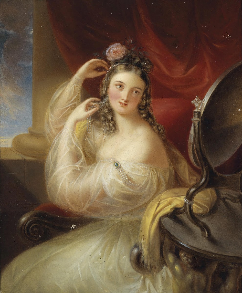 Dame vor dem Toilettspiegel 1835