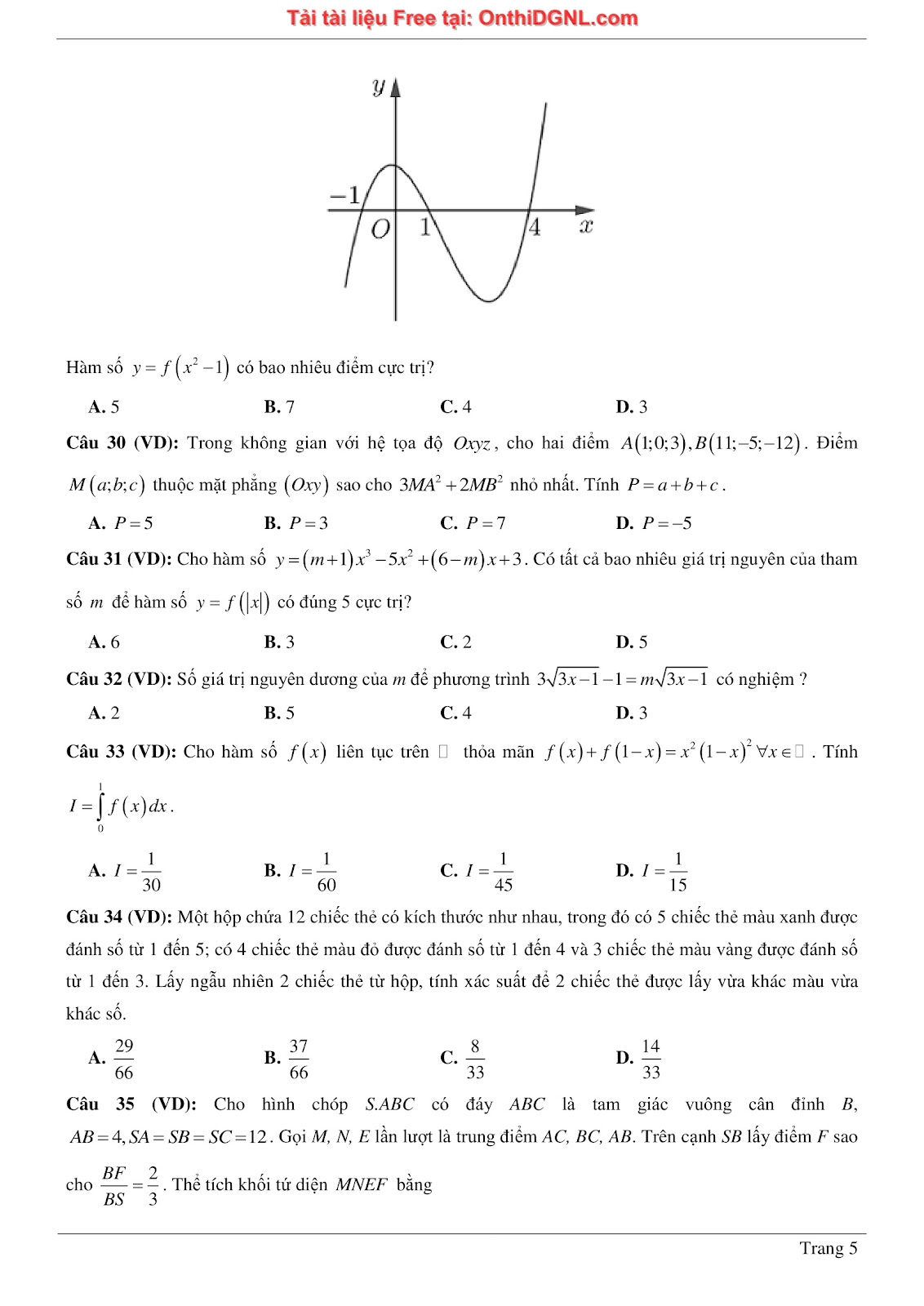 1300 bài tập môn Toán - Ôn thi ĐGNL ĐHQG Hà Nội Phần 9