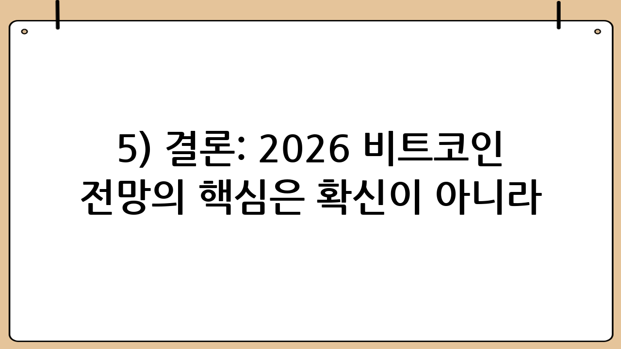 5) 결론: 2026 비트코인 전망의 핵심은 ‘확신’이 아니라 ‘대응력’