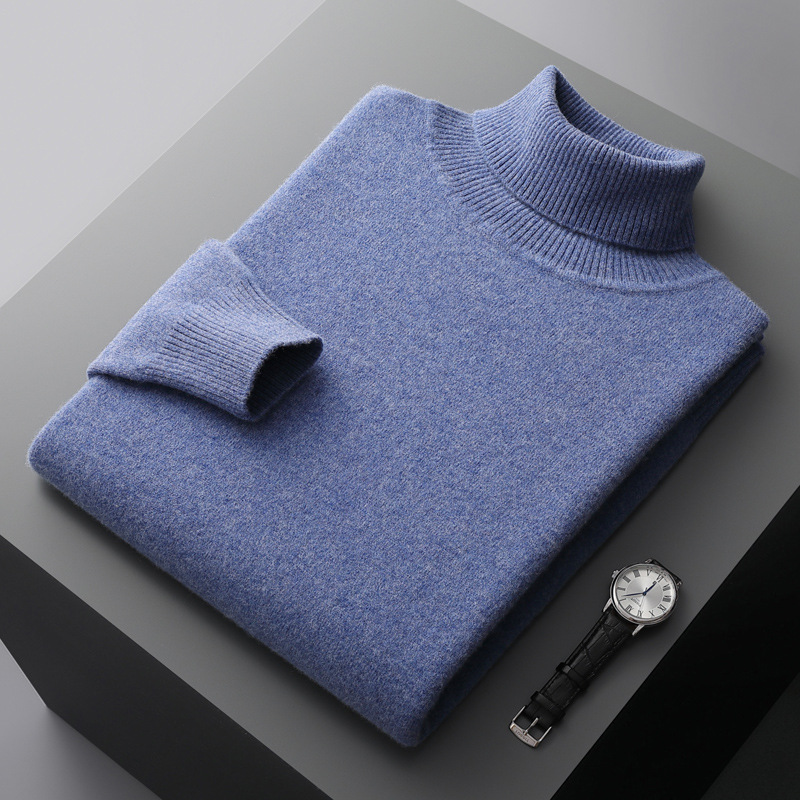 Men's turtleneck sweater made of 100% wool, large sizes