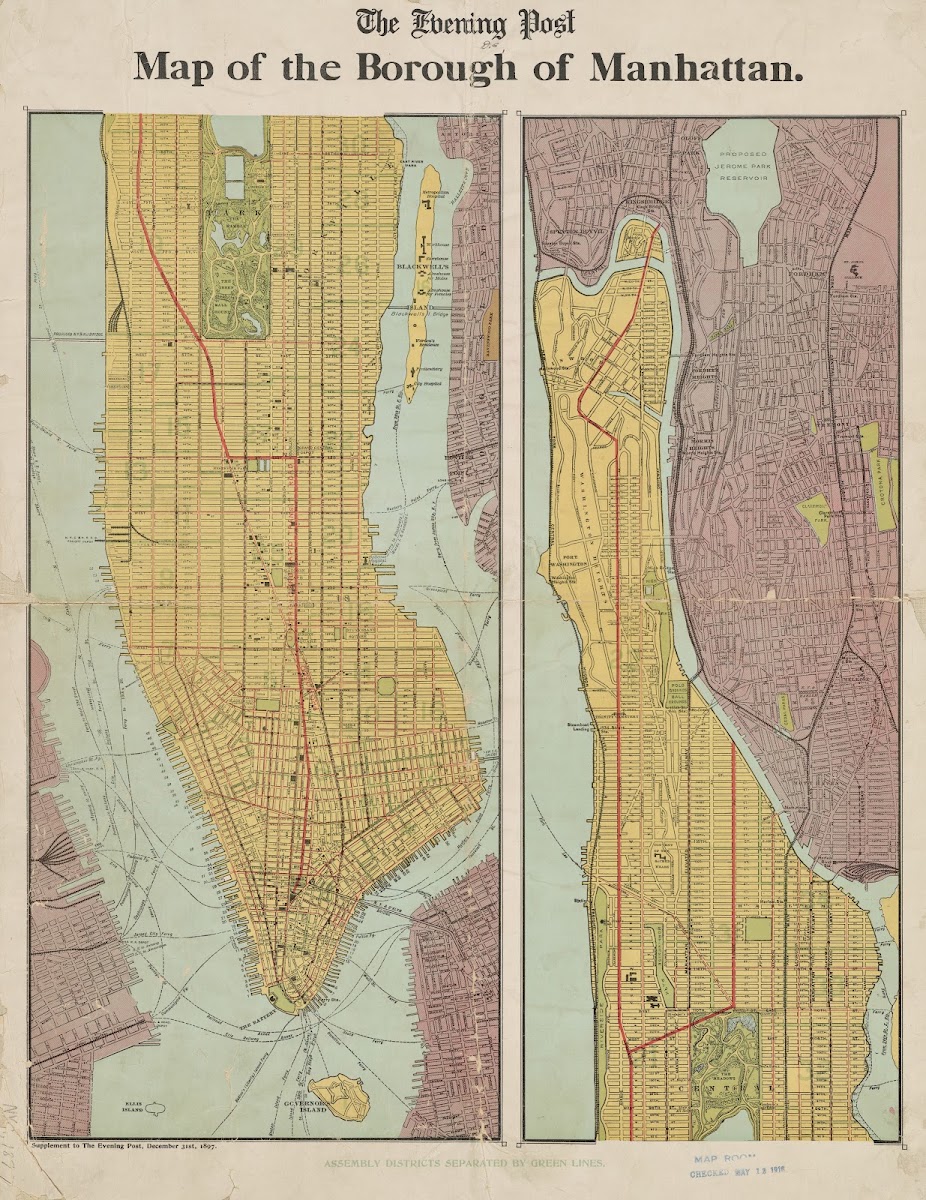 Map of the borough of Manhattan 1897