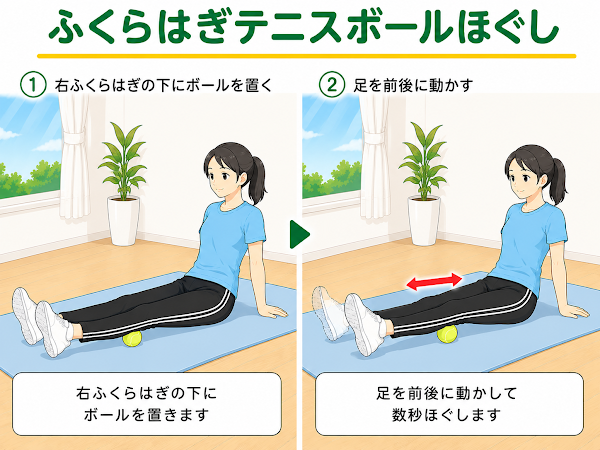 ふくらはぎテニスボールほぐし