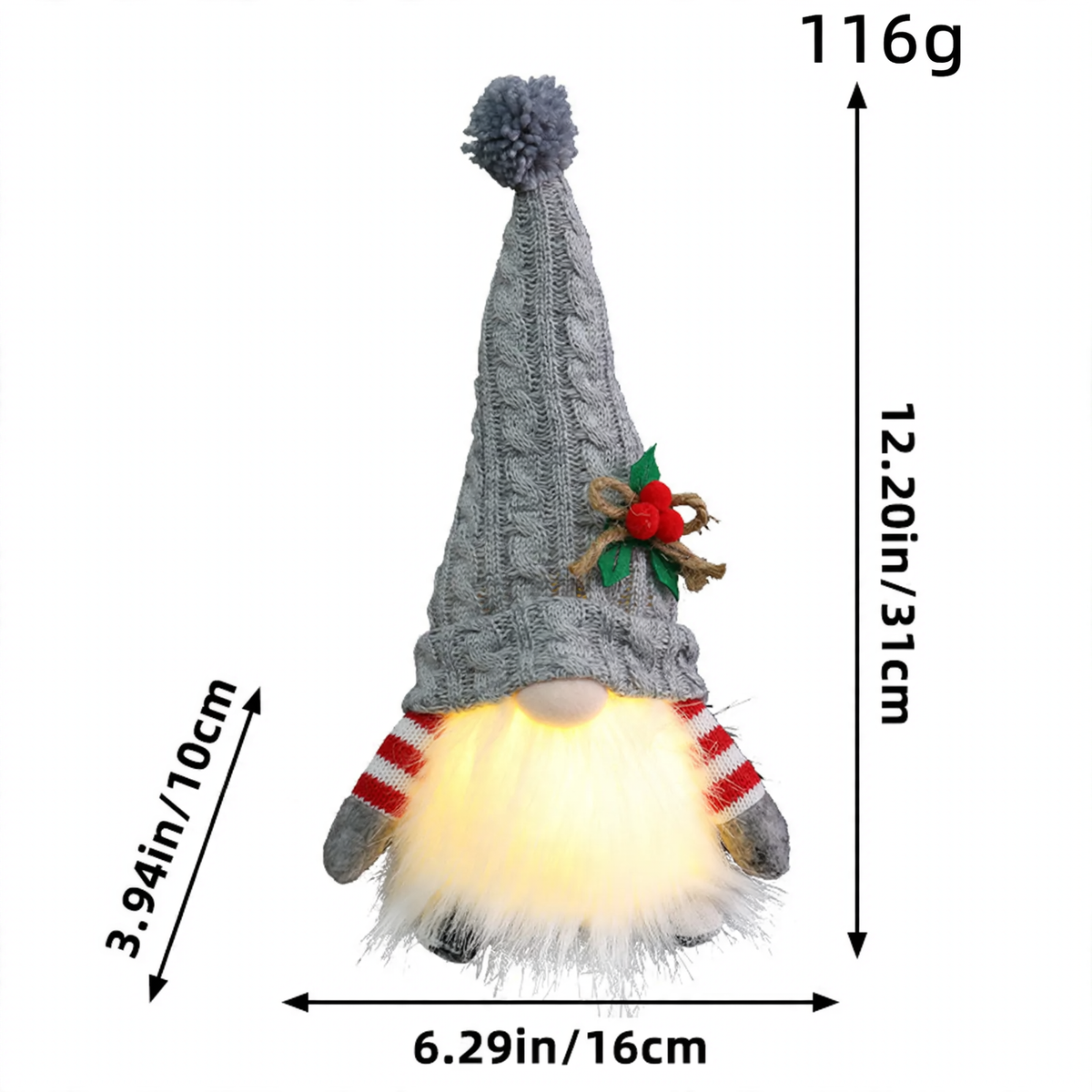 Leuchtender Weihnachtswichtel mit Strickmütze