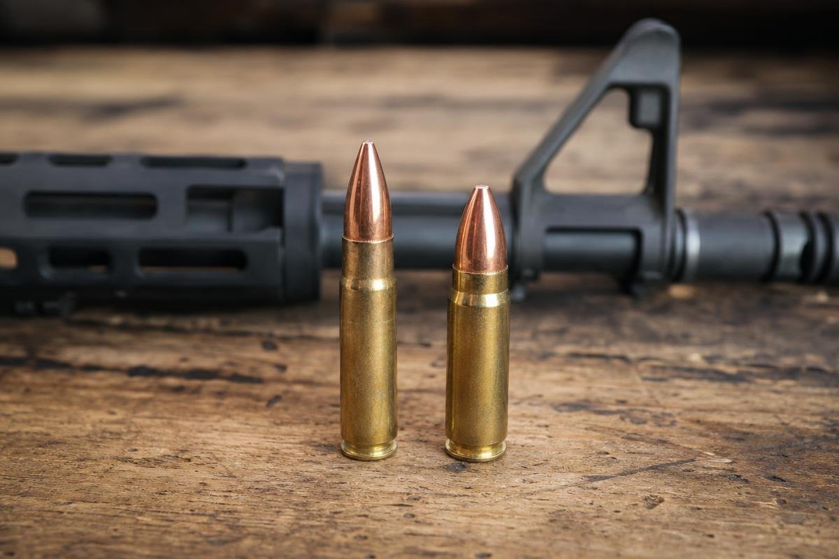 458 SOCOM vs 50 Beowulf cartridge comparison showing ballistics difference